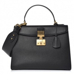 Dior DiorAddict Tote Bag In Black Grained Leather