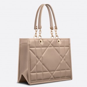 Dior Medium Essential Tote Bag In Hazelnut Archicannage Calfskin