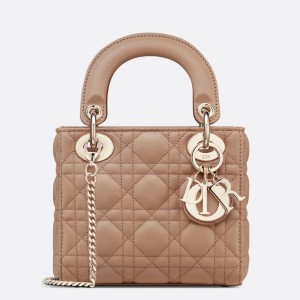 Dior Mini Lady Dior Bag In Blush Cannage Lambskin