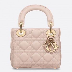 Dior Mini Lady Dior Bag In Poudre Lambskin