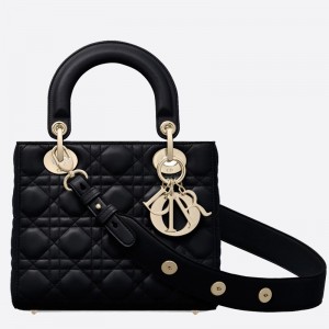 Dior My Lady Dior Bag In Black Lambskin
