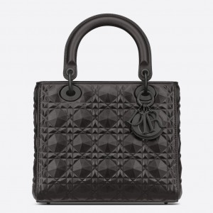 Dior Medium Lady Dior Bag In Black Diamond Calfskin