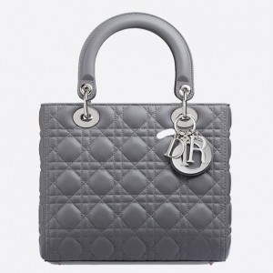 Dior Medium Lady Dior Bag In Grey Lambskin
