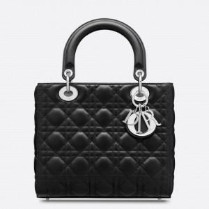 Dior Medium Lady Dior Bag In Noir Cannage Lambskin