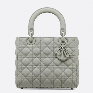 Dior Medium Lady Dior Bag In Grey Ultramatte Calfskin