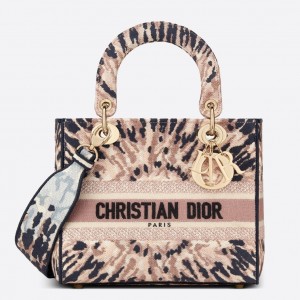 Dior Medium Lady D-Lite Bag In Multicolor Tie Embroidery