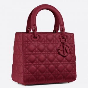 Dior Medium Lady Dior Bag In Cherry Ultra Matte Calfskin