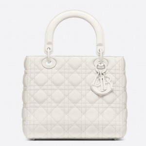 Dior Medium Lady Dior Bag In White Ultra Matte Calfskin