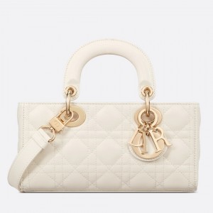 Dior Lady D-Joy Small Bag In White Cannage Lambskin