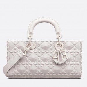 Dior Lady D-Joy Bag In White Calfskin with Diamond Motif