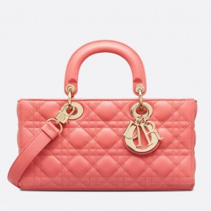 Dior Lady D-Joy Bag In Coral Pink Cannage Lambskin