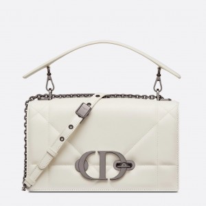 Dior 30 Montaigne Chain Bag With Handle In White Lambskin
