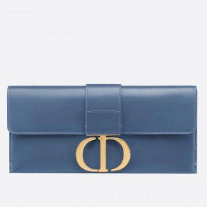 Dior 30 Montaigne Clutch Bag In Denim Blue Calfskin