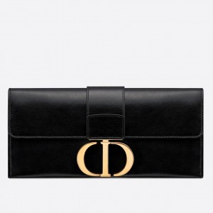 Dior 30 Montaigne Clutch Bag In Black Lambskin