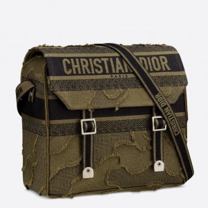 Dior Diorcamp Messenger Bag In Green Camouflage Canvas