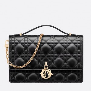 Dior Miss Dior Top Handle Bag in Black Cannage Lambskin