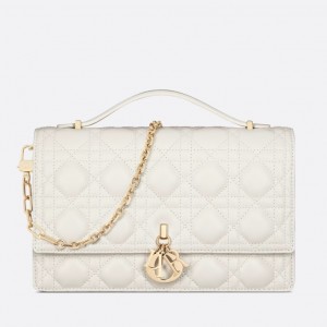 Dior Miss Dior Top Handle Bag in White Cannage Lambskin