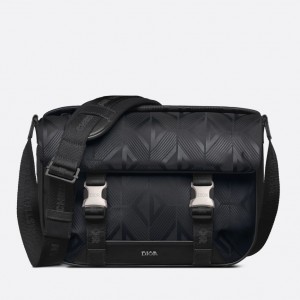 Dior Explorer Messenger Bag In Black CD Diamond Mirage Ski Capsule Nylon