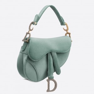 Dior Mini Saddle Bag In Sea Green Velvet
