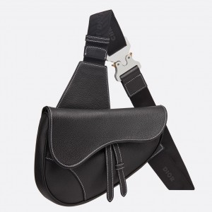 Dior Men's Saddle Belt Bag In Black Grained Calfskin