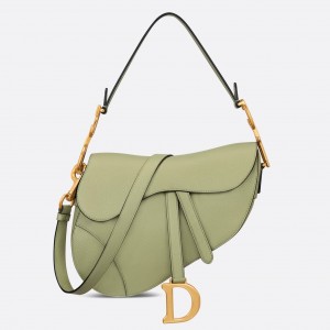 Dior Saddle Bag with Strap in Ethereal Green Grained Calfskin