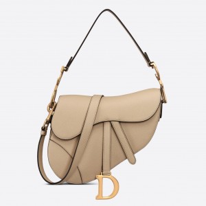 Dior Saddle Bag with Strap in Sand Grained Calfskin