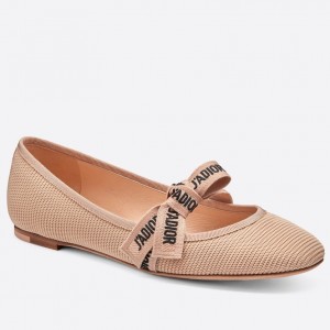 Dior Miss J'Adior Ballet Flat In Nude Technical Canvas 
