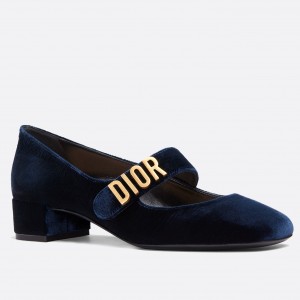 Dior Baby-D Ballet Flats In Dark Blue Velvet