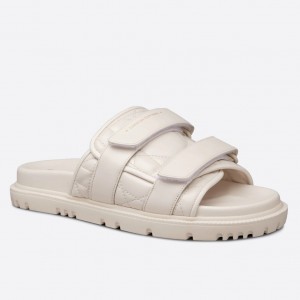 DIor Dio(r)evolution Slides In White Quilted Cannage Calfskin