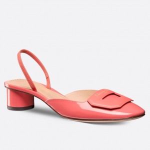 Dior Day Slingback Pumps 35MM in Pink Patent Calfskin