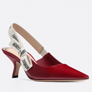 Dior J'Adior Slingback Pumps In Red Patent Leather