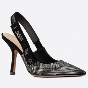 Dior J'Adior Slingback Pumps 100mm In Silver Strass