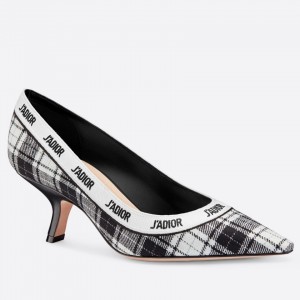 Dior J'Adior 65MM Pumps In Black and White Tartan Fabric