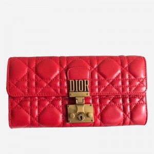 Dior DiorAddict Continental Wallet In Red Lambskin