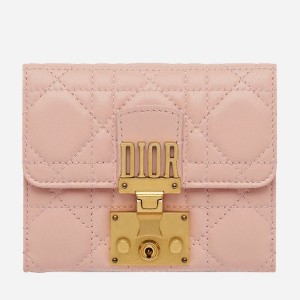 Dior French DiorAddict Wallet In Pink Lambskin