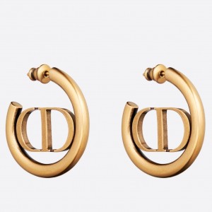 Dior 30 Montaigne Hoop Earrings In Antique Gold-Finish Metal