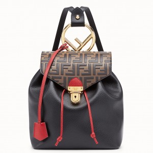 Fendi Logo Embossed Leather Multicolor Backpack 