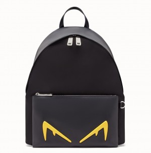 Fendi Diabolic Eyes Nylon And Leather Backpack