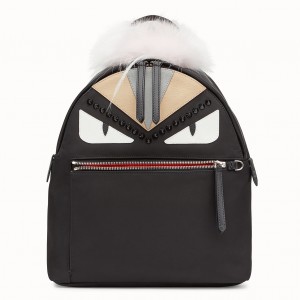 Fendi Black Bag Bugs Eyes Fox Fur Studs Backpack