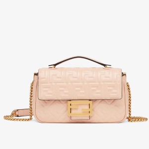 Fendi Baguette Chain Midi Bag In Powder Nappa Leather