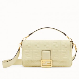 Fendi Beige FF Motif Large Baguette Bag