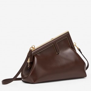 Fendi First Small Bag In Chocolate Nappa Leather