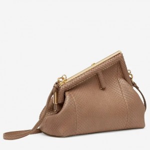 Fendi Small First Bag In Beige Python Leather