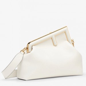 Fendi First Medium Bag In White Nappa Leather