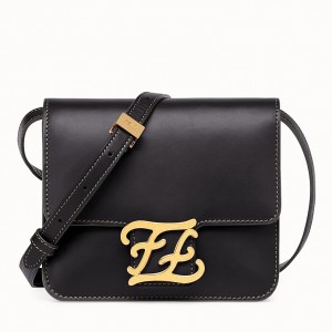 Fendi Karligraphy Bag In Black Calfskin Leather