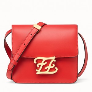 Fendi Karligraphy Bag In Red Calfskin Leather