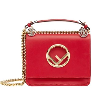 Fendi Small Kan I F Bag In Red Calfskin