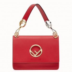 Fendi Kan I F Shoulder Bag In Red Calfskin