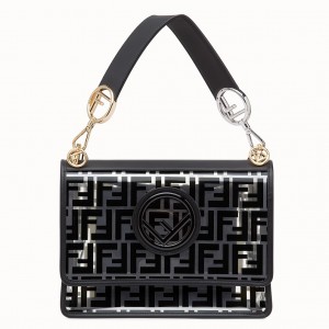 Fendi Black Kan I F Bag In Transparent PU