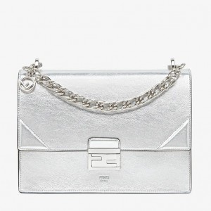 Fendi Kan U Bag In Mirror-effect Silver Leather